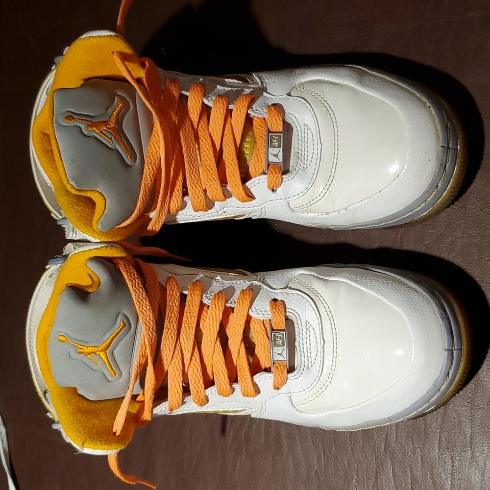 AF1 Air Jordan Fusion 5 White/Orange Basketball Shoes Men